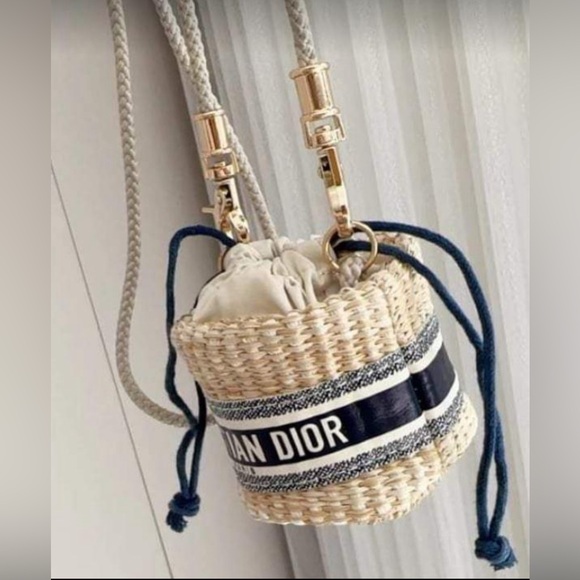 Dior raffia mini bucket bag rare crossbody - Picture 2 of 12